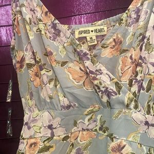 Long floral dress with slit.